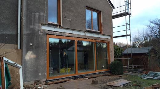 Hebe-Schiebetür aus Holz 6m breit