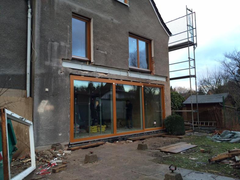 Hebe-Schiebetür aus Holz 6m breit